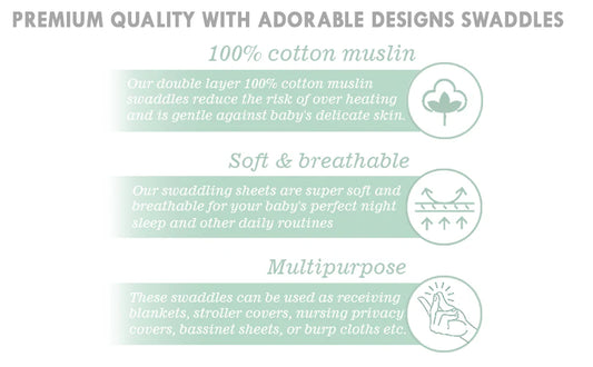 Abracadabra Lost in Clouds Swaddles-Multicolor-Muslin Cotton-Infant Wraps-Pack of 3