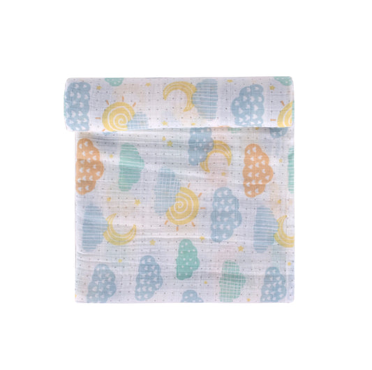 Abracadabra Lost in Clouds Swaddles-Multicolor-Muslin Cotton-Infant Wraps-Pack of 3