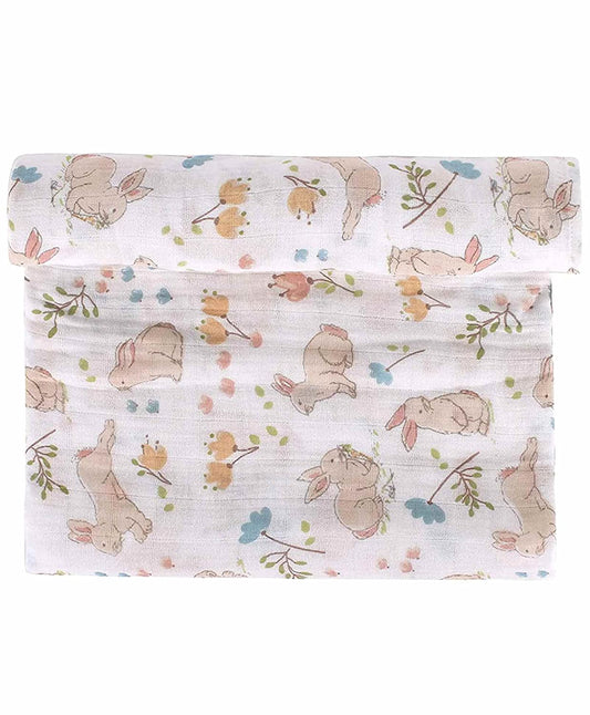 Abracadabra Bunny Garden Swaddles-Green-Muslin Cotton-Infant Wraps-Pack of 3