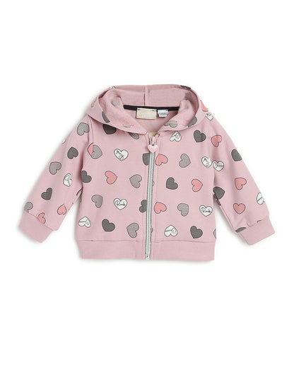 Chicco Medium Pink Winter Wear Cardigan-Printed-Cotton-For Infants