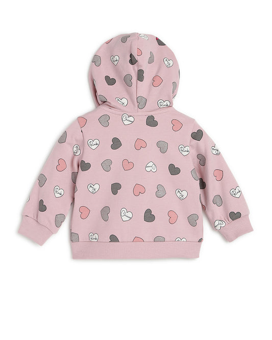 Chicco Medium Pink Winter Wear Cardigan-Printed-Cotton-For Infants