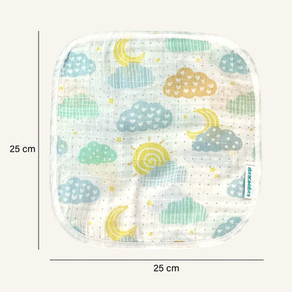 Abracadabra 100% Cotton Muslin Wipes-Multi Purpose & Hypoallergenic-Set of 3 Wash Cloths-Lost in Clouds-For Infants