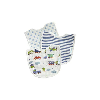 Abracadabra Muslin Bibs-Transport-Foldable-With Snap Button-Pack of 3-For Infants