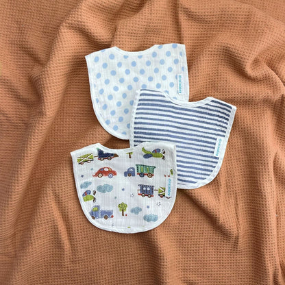 Abracadabra Muslin Bibs-Transport-Foldable-With Snap Button-Pack of 3-For Infants