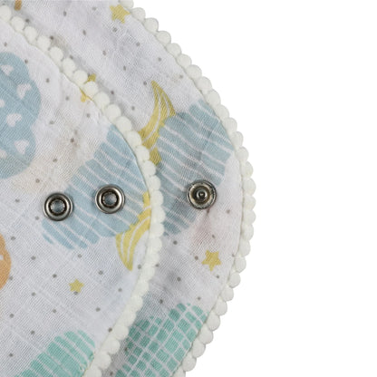 Abracadabra Muslin Bandana Bibs-Lost In Clouds-Foldable-With Snap Button-Pack of 3-For Infants