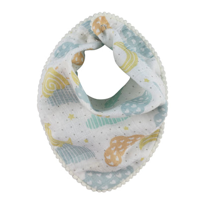 Abracadabra Muslin Bandana Bibs-Lost In Clouds-Foldable-With Snap Button-Pack of 3-For Infants