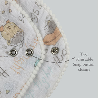 Abracadabra Muslin Bandana Bibs-Sleepy Friends-Foldable-With Snap Button-Pack of 3-For Infants