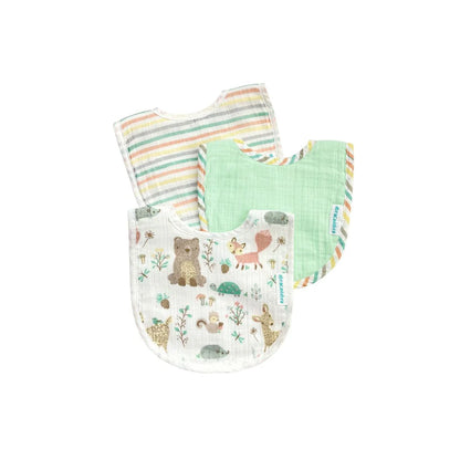 Abracadabra Muslin Bibs-Bambi & Friends-Foldable-With Snap Button-Pack of 3-For Infants