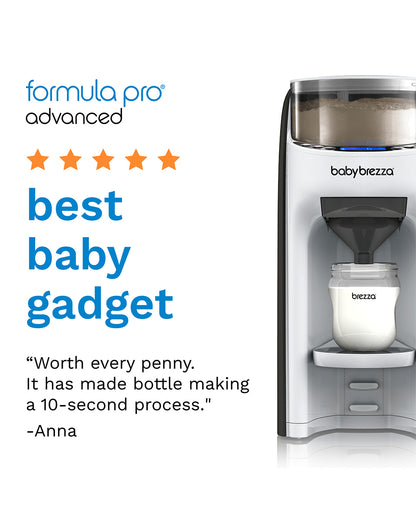 Baby Brezza Formula Pro Advanced Formula Dispenser-Instant Warm Formula with 3 Temperature Settings-Adjustable Serving Size(60-300 ml)-Accurate Mixing-Airtight Formula Storage-Removable & Dishwasher Safe Water Tank