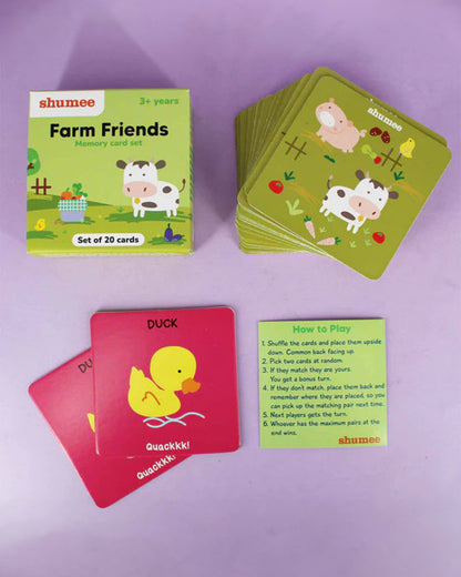 Shumee Farmyard Friends Memory Card Game-20 Cards Learning and Educational Toys-12M+