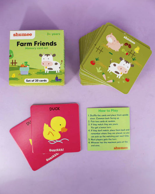 Shumee Farmyard Friends Memory Card Game-20 Cards Learning and Educational Toys-12M+