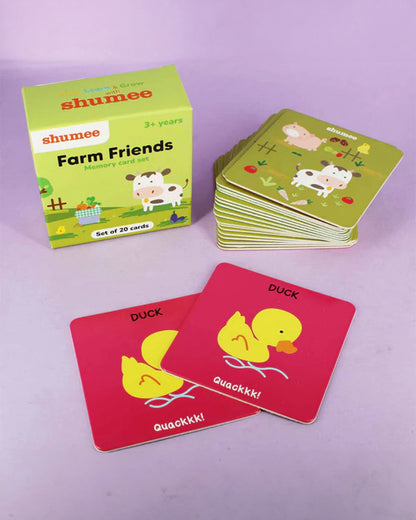 Shumee Farmyard Friends Memory Card Game-20 Cards Learning and Educational Toys-12M+
