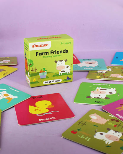 Shumee Farmyard Friends Memory Card Game-20 Cards Learning and Educational Toys-12M+