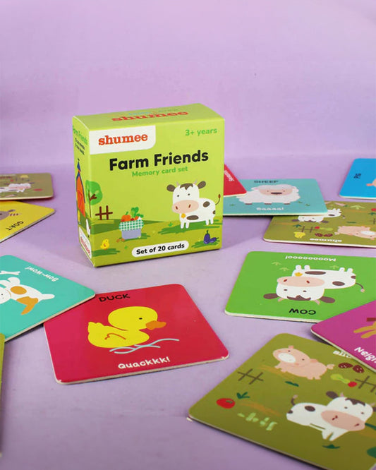 Shumee Farmyard Friends Memory Card Game-20 Cards Learning and Educational Toys-12M+