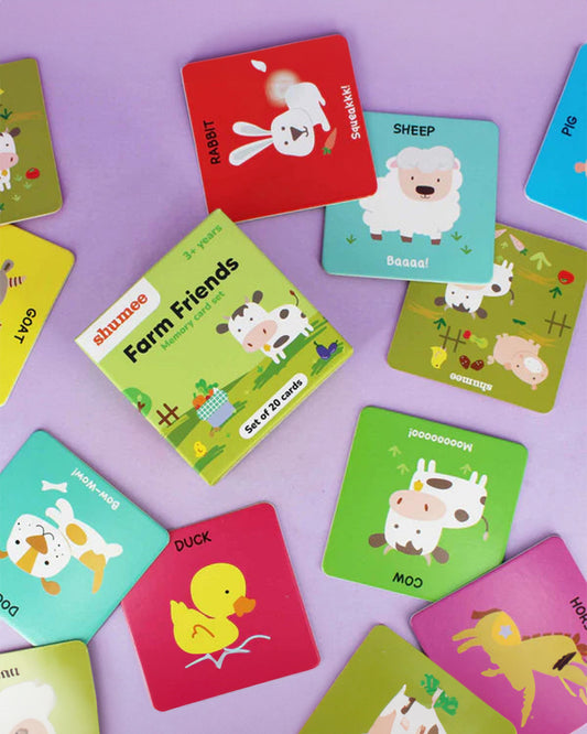 Shumee Farmyard Friends Memory Card Game-20 Cards Learning and Educational Toys-12M+