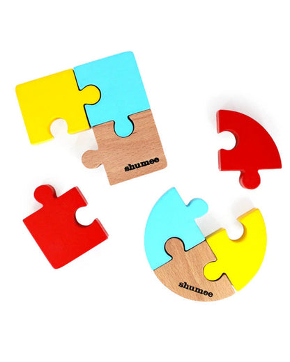 Shumee Wooden Puzzle Duo-Square and Circular Puzzle-Learning and Educational Toys-12M+