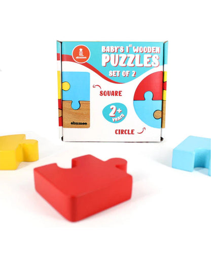 Shumee Wooden Puzzle Duo-Square and Circular Puzzle-Learning and Educational Toys-12M+