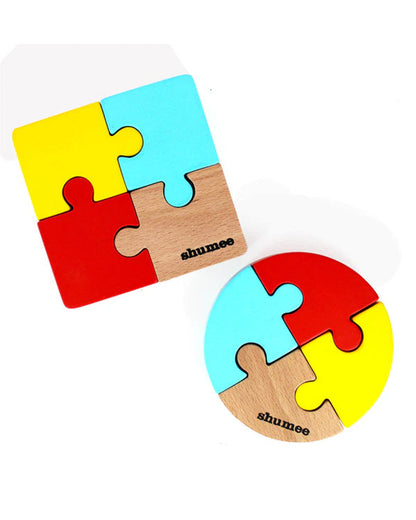 Shumee Wooden Puzzle Duo-Square and Circular Puzzle-Learning and Educational Toys-12M+