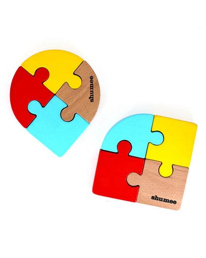 Shumee Wooden Puzzle Duo-Square and Circular Puzzle-Learning and Educational Toys-12M+