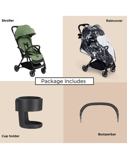 Leclerc Magic Fold Plus Lightweight Stroller-Air Cabin Friendly-Flat Reclining Seat-One Touch Fold-with Free Gift Hamper-2 Year Warranty-for 6M to 5Y (Upto 22Kg)-Green