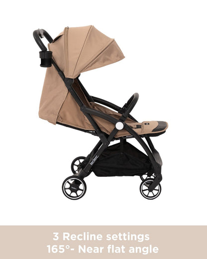 Leclerc Magic Fold Plus Lightweight Stroller-Air Cabin Friendly-Flat Reclining Seat-One Touch Fold-Includes Rain Cover, Travel Bag & Cup Holder-2 Year Warranty-for 6M to 5Y (Upto 22Kg)-Sand