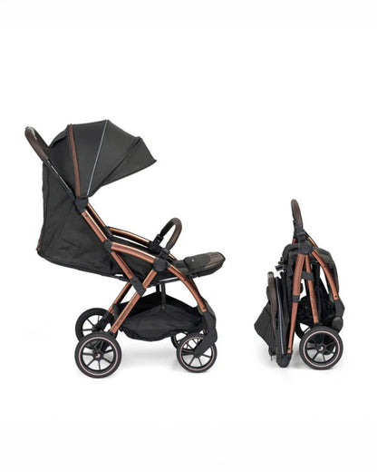 Leclerc Influencer XL Stroller-Air Cabin Friendly-Flat Reclining Seat-One Touch Fold-With Large Frame and Wheels-Includes Travel Bag-2 Years Warranty-for 6M to 5Y (Upto 22Kg)-Black Brown