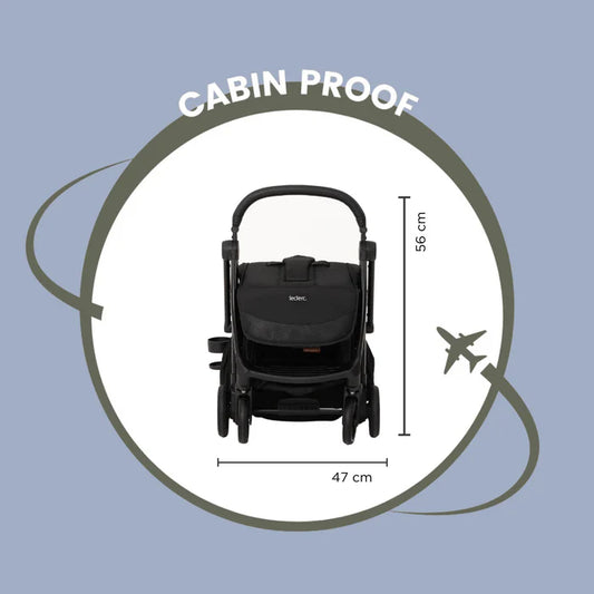 Leclerc Influencer Air Lightweight Baby Stroller & Joie Gemm Car Seat Travel System-Stroller: (Cabin Friendly, One Touch Fold, For 6M to 5Y)-Car Seat: (Airline Certified, Side Impact Protection, Upto 13 Kg)-Includes Car Seat Adapters-Piano Black & Shale