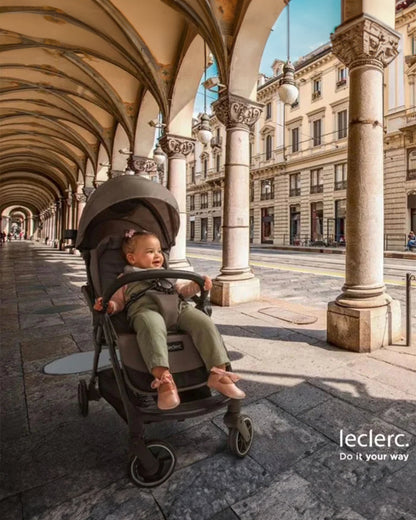 Leclerc Influencer Air Lightweight Baby Stroller-Air Cabin Friendly-Flat Reclining Seat-One Touch Fold-Includes Travel Bag-2 Years Warranty-For 6M to 5Y (Upto 22 Kg)-Piano Black