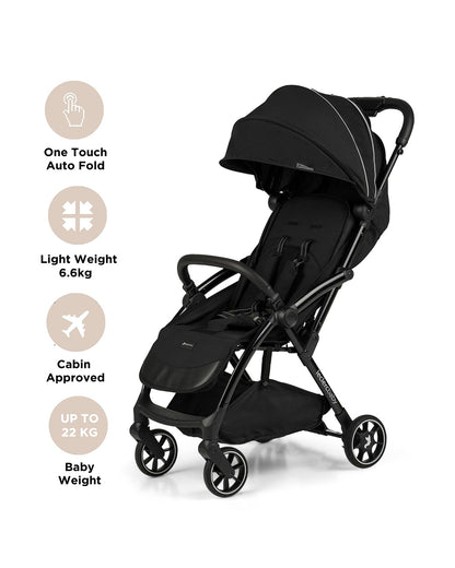 Leclerc Influencer Air Lightweight Baby Stroller-Air Cabin Friendly-One Touch Fold-2 Years Warranty-For 6M to 5Y (Upto 22 Kg)-Piano Black