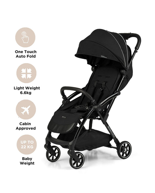 Leclerc Influencer Air Lightweight Baby Stroller-Air Cabin Friendly-Flat Reclining Seat-One Touch Fold-Includes Travel Bag-2 Years Warranty-For 6M to 5Y (Upto 22 Kg)-Piano Black