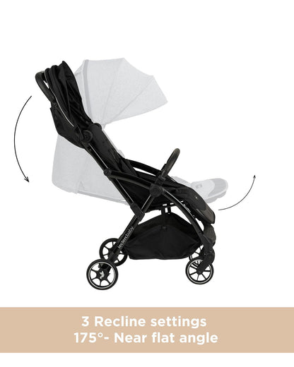 Leclerc Influencer Air Lightweight Baby Stroller-Air Cabin Friendly-Flat Reclining Seat-One Touch Fold-Includes Travel Bag-2 Years Warranty-For 6M to 5Y (Upto 22 Kg)-Piano Black