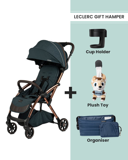 Leclerc Influencer Air Lightweight Baby Stroller-Air Cabin Friendly-One Touch Fold-With Free Gift Hamper-2 Years Warranty-For 6M to 5Y (Upto 22 Kg)-Denim Blue