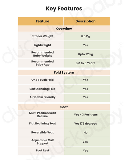 Leclerc Influencer Air-Cabin Friendly Stroller-One Touch Fold-2 Years Warranty-For 6M to 5Y (Upto 22 Kg)-Olive Green