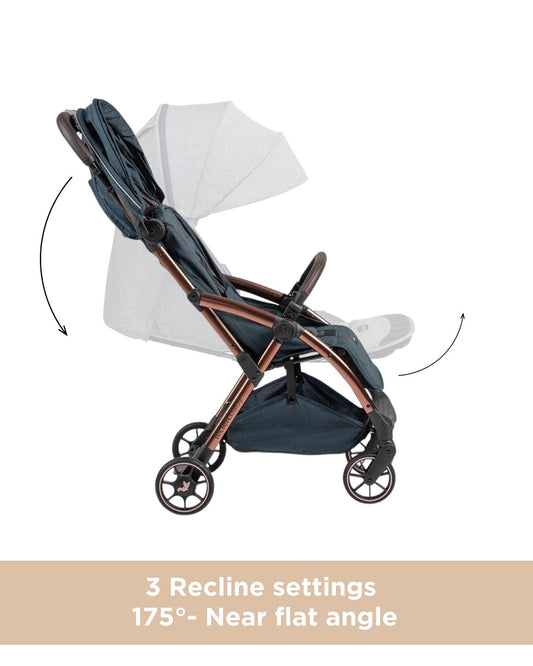 Leclerc Influencer Air Twin Stroller-Air Cabin Friendly-Flat Reclining Seat-One Touch Fold-Includes Individual Travel Bags & Twin Stroller Connectors-2 Years Warranty-For 6M to 5Y (Upto 22 Kg Each Stroller)-Denim Blue