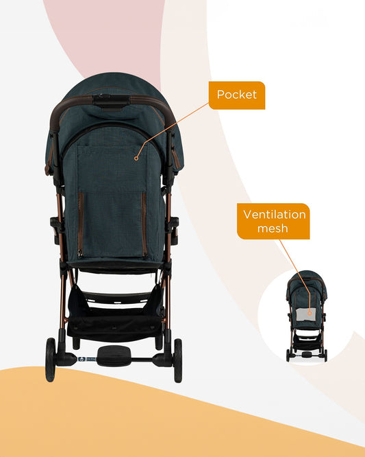 Leclerc Influencer Air Twin Stroller-Air Cabin Friendly-Flat Reclining Seat-One Touch Fold-Includes Individual Travel Bags & Twin Stroller Connectors-2 Years Warranty-For 6M to 5Y (Upto 22 Kg Each Stroller)-Denim Blue