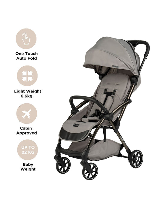 Leclerc Influencer Air Lightweight Baby Stroller-Air Cabin Friendly-Flat Reclining Seat-One Touch Fold-Includes Travel Bag-2 Years Warranty-For 6M to 5Y (Upto 22 Kg)-Violet Grey