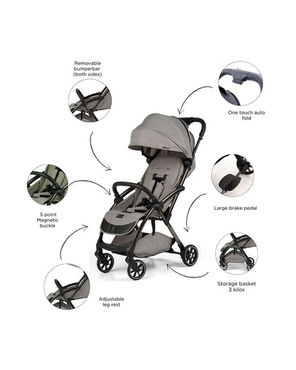 Leclerc Influencer Air Twin Stroller-Air Cabin Friendly-Flat Reclining Seat-One Touch Fold-Includes Individual Travel Bags & Twin Stroller Connectors-2 Years Warranty-For 6M to 5Y (Upto 22 Kg Each Stroller)-Violet Grey