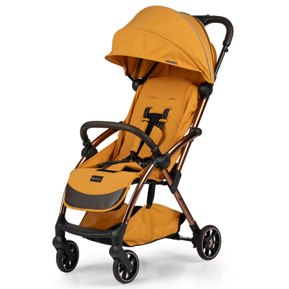 Leclerc Influencer Air Twin Stroller-Air Cabin Friendly-Flat Reclining Seat-One Touch Fold-Includes Individual Travel Bags & Twin Stroller Connectors-2 Years Warranty-For 6M to 5Y (Upto 22 Kg Each Stroller)-Golden Mustard