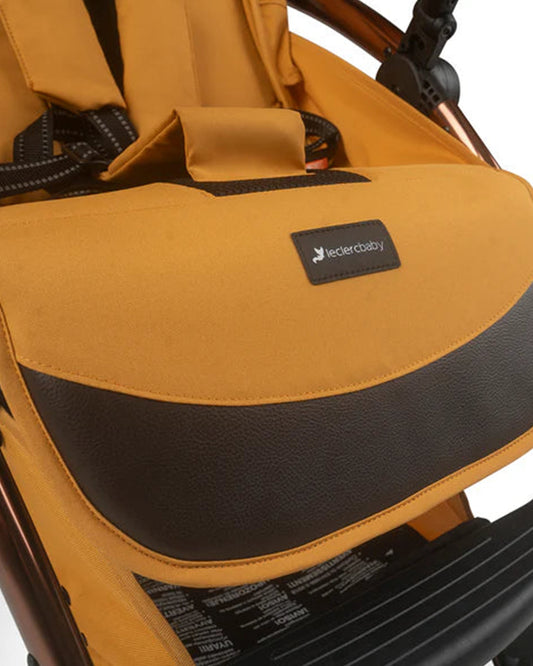 Leclerc Influencer Air Twin Stroller-Air Cabin Friendly-Flat Reclining Seat-One Touch Fold-Includes Individual Travel Bags & Twin Stroller Connectors-2 Years Warranty-For 6M to 5Y (Upto 22 Kg Each Stroller)-Golden Mustard