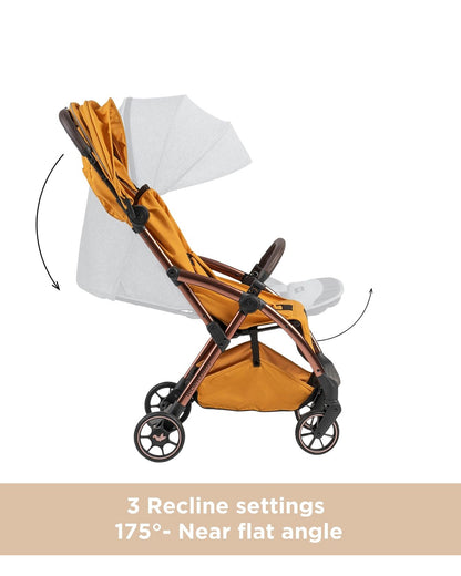 Leclerc Influencer Air Twin Stroller-Air Cabin Friendly-Flat Reclining Seat-One Touch Fold-Includes Individual Travel Bags & Twin Stroller Connectors-2 Years Warranty-For 6M to 5Y (Upto 22 Kg Each Stroller)-Golden Mustard