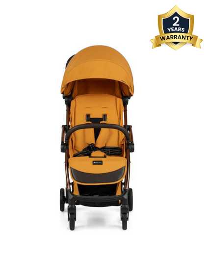 Leclerc Influencer Air Lightweight Baby Stroller-Air Cabin Friendly-One Touch Fold-With Free Gift Hamper-2 Years Warranty-For 6M to 5Y (Upto 22 Kg)-Golden Mustard