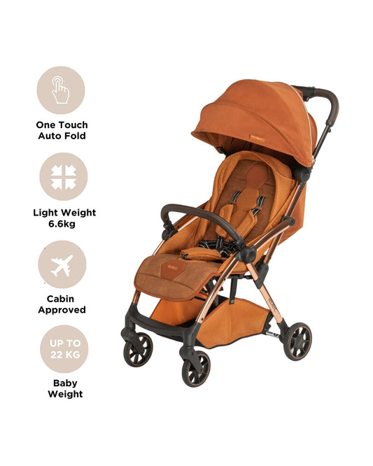 Leclerc Hexagon Ligthweight Baby Stroller & Diaper Bag-Air Cabin Friendly-Flat Reclining Seat-One Touch Fold-Includes Travel Bag-2 Years Warranty-for 6M to 5Y (Upto 22Kg)-Heritage Sport