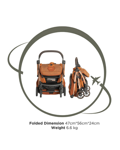 Leclerc Hexagon Ligthweight Baby Stroller & Diaper Bag-Air Cabin Friendly-Flat Reclining Seat-One Touch Fold-Includes Travel Bag-2 Years Warranty-for 6M to 5Y (Upto 22Kg)-Heritage Sport