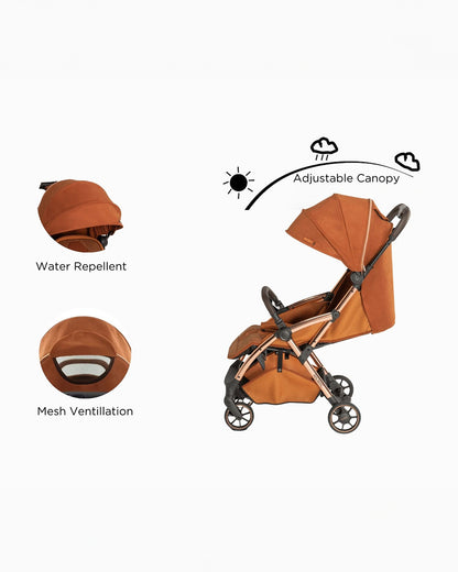 Leclerc Hexagon Ligthweight Baby Stroller & Diaper Bag-Air Cabin Friendly-Flat Reclining Seat-One Touch Fold-Includes Travel Bag-2 Years Warranty-for 6M to 5Y (Upto 22Kg)-Heritage Sport