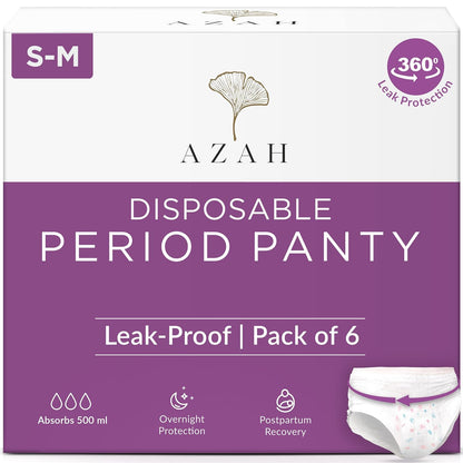 Azah Disposable Period Panty-S to M-For Postpartum Recovery-Leak-Free & Overnight Protection