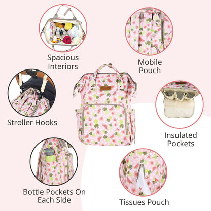 Polka Tots Multi-functional Diaper Bag-Backpack-With Stroller Hooks-Watermelon