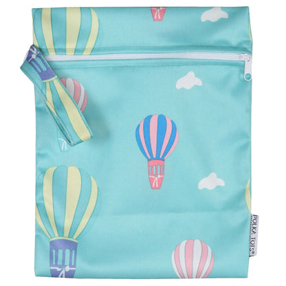 Polka Tots Waterproof & Reusable Baby Diaper Wet Bag-With Zipper-Air Balloon