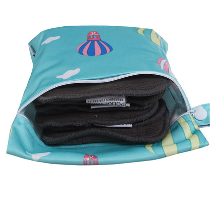 Polka Tots Waterproof & Reusable Baby Diaper Wet Bag-With Zipper-Air Balloon