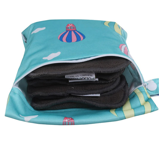 Polka Tots Waterproof & Reusable Baby Wet Bag-With Zipper-Air Balloon