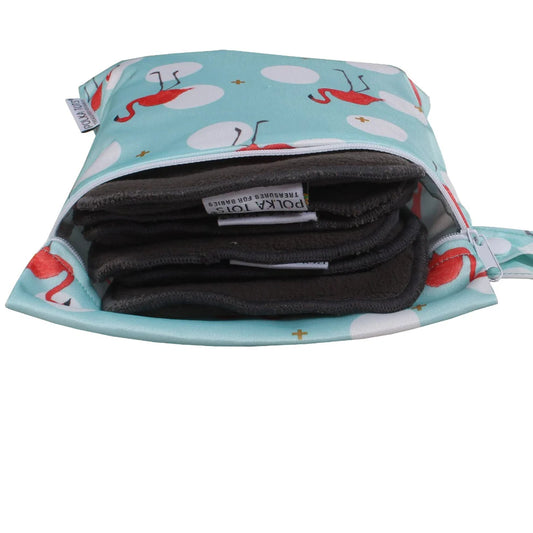 Polka Tots Waterproof & Reusable Baby Wet Bag-With Zipper-Flamingo